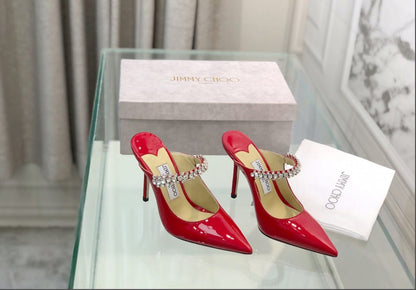 Jimmy Choo Style Crystal Strap Patent Pumps