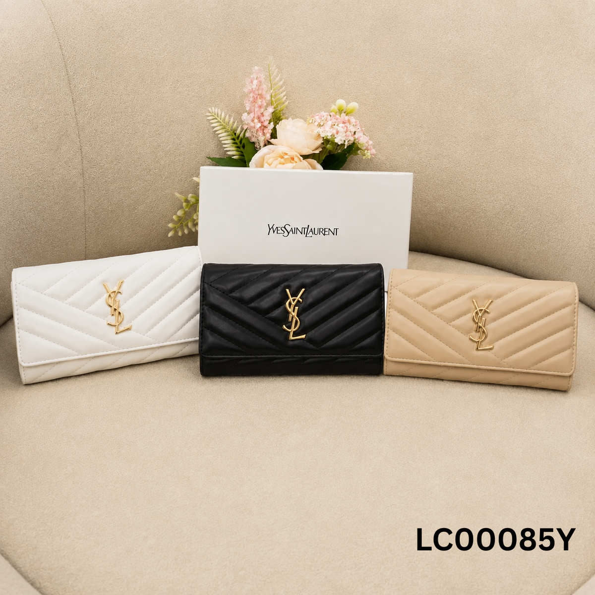 Yves Saint Laurent Monogram Chevron Envelope Long Wallet