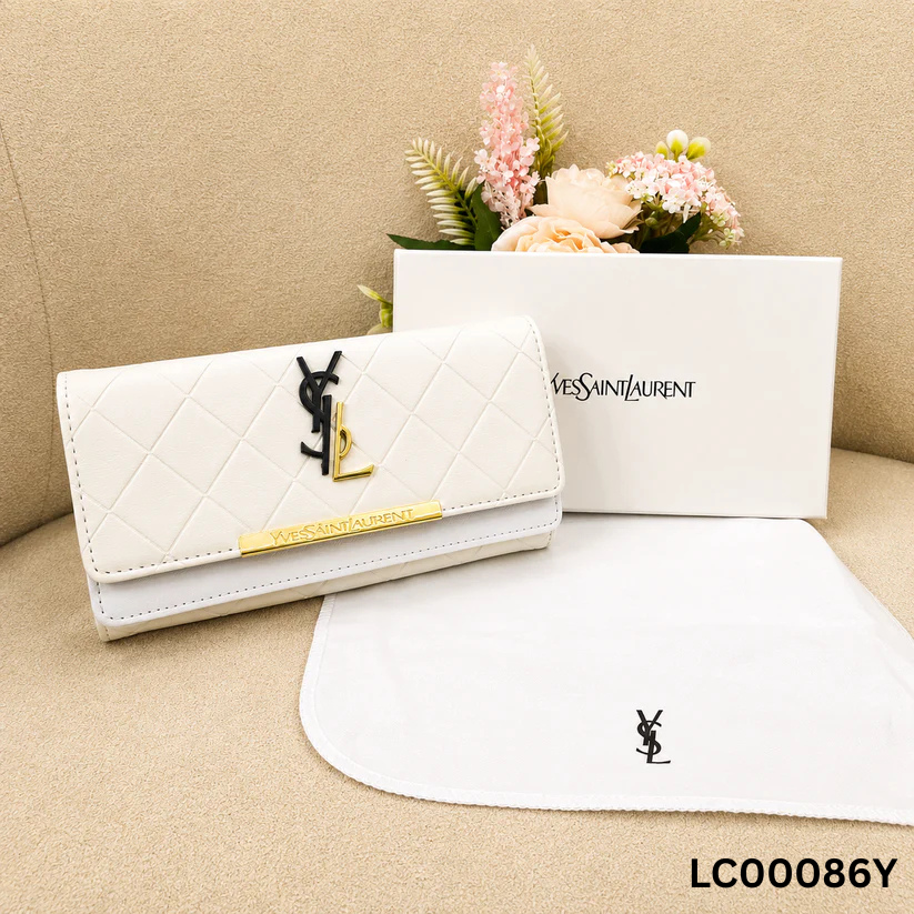YSL Diamond Quilted Monogram Envelope Wallet