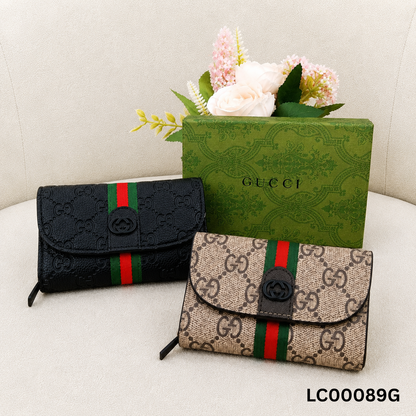 Gucci GG Web Stripe Compact Wallet – Black & Beige Edition