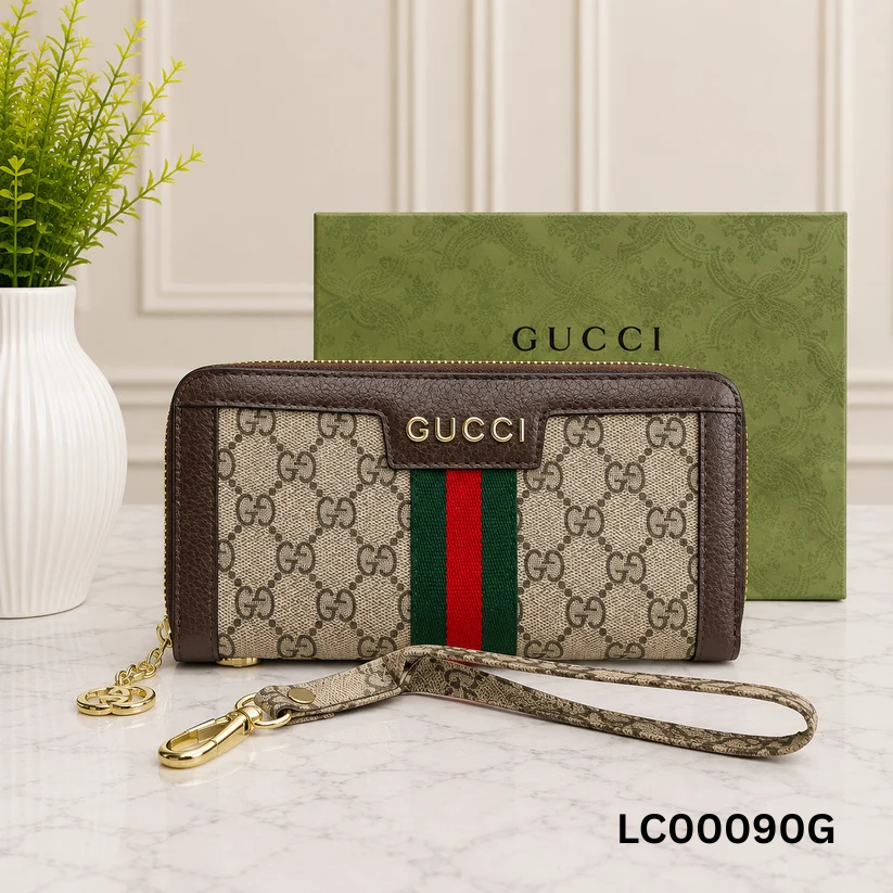 Gucci Ophidia GG Supreme Zip-Around Wristlet Wallet