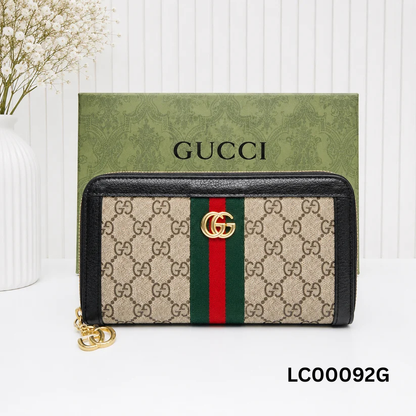 Gucci Ophidia GG Supreme Web Stripe Zip-Around Long Wallet