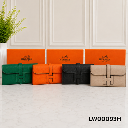 Hermès Kelly-Inspired Grained Leather Long Wallet