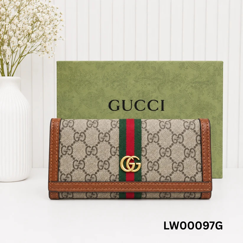 Gucci Ophidia GG Supreme Web Stripe Continental Long Wallet