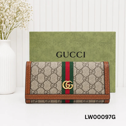 Gucci Ophidia GG Supreme Web Stripe Continental Long Wallet
