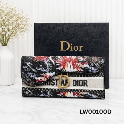 Dior Floral Saddle Flap Long Wallet