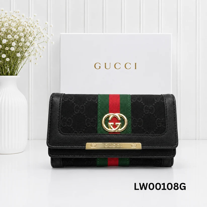 Gucci GG Web Stripe Continental Long Wallet