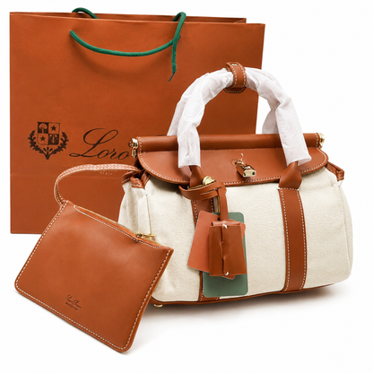 Loro Piana Extra Pocket Canvas Top Handle Bag