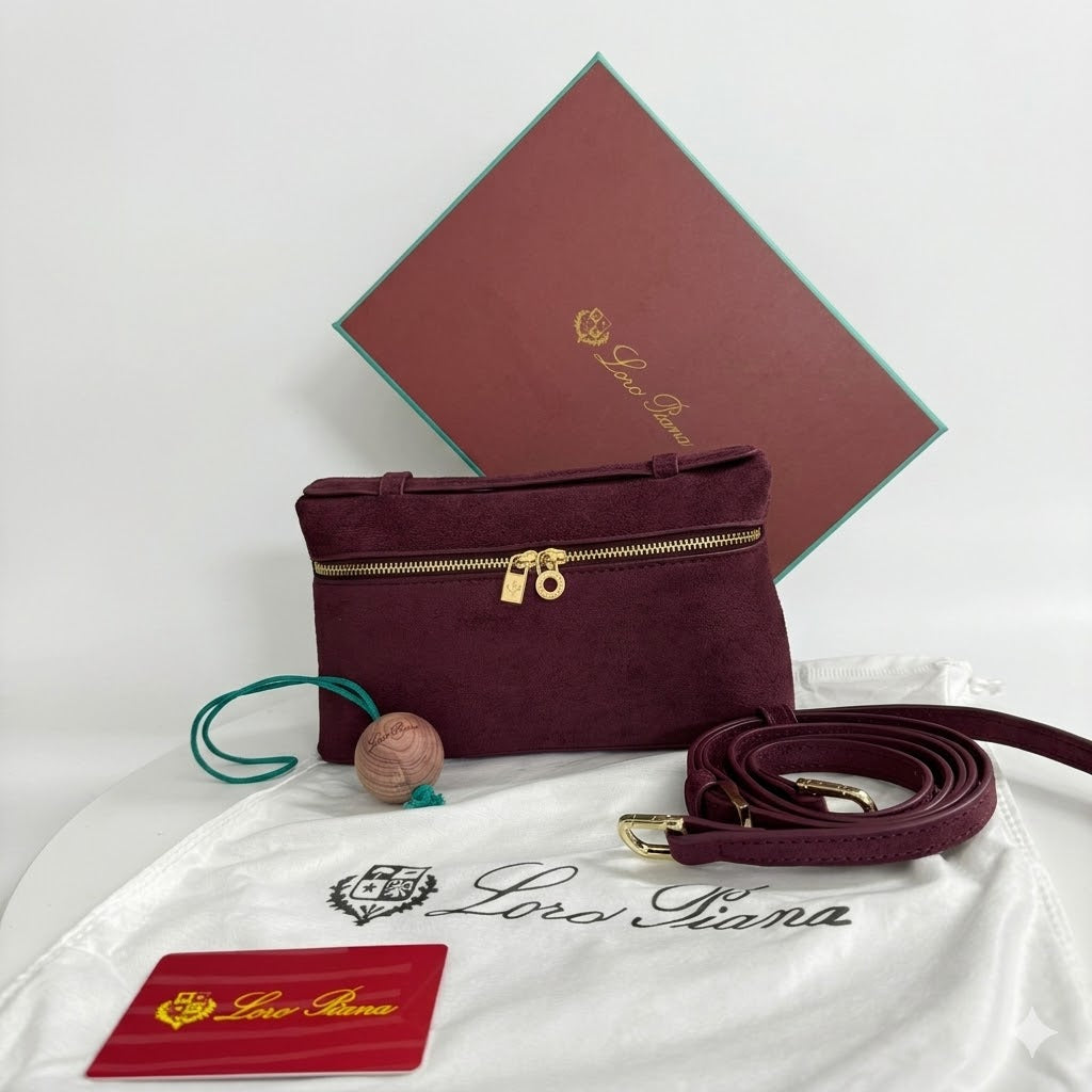 Loro Piana Extra Pocket L19 Pouch in Suede Leather