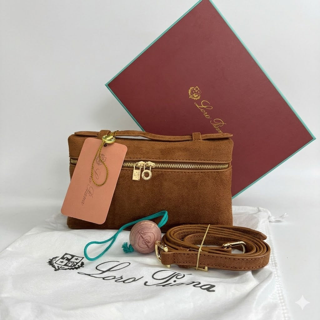 Loro Piana Extra Pocket L19 Pouch in Suede Leather
