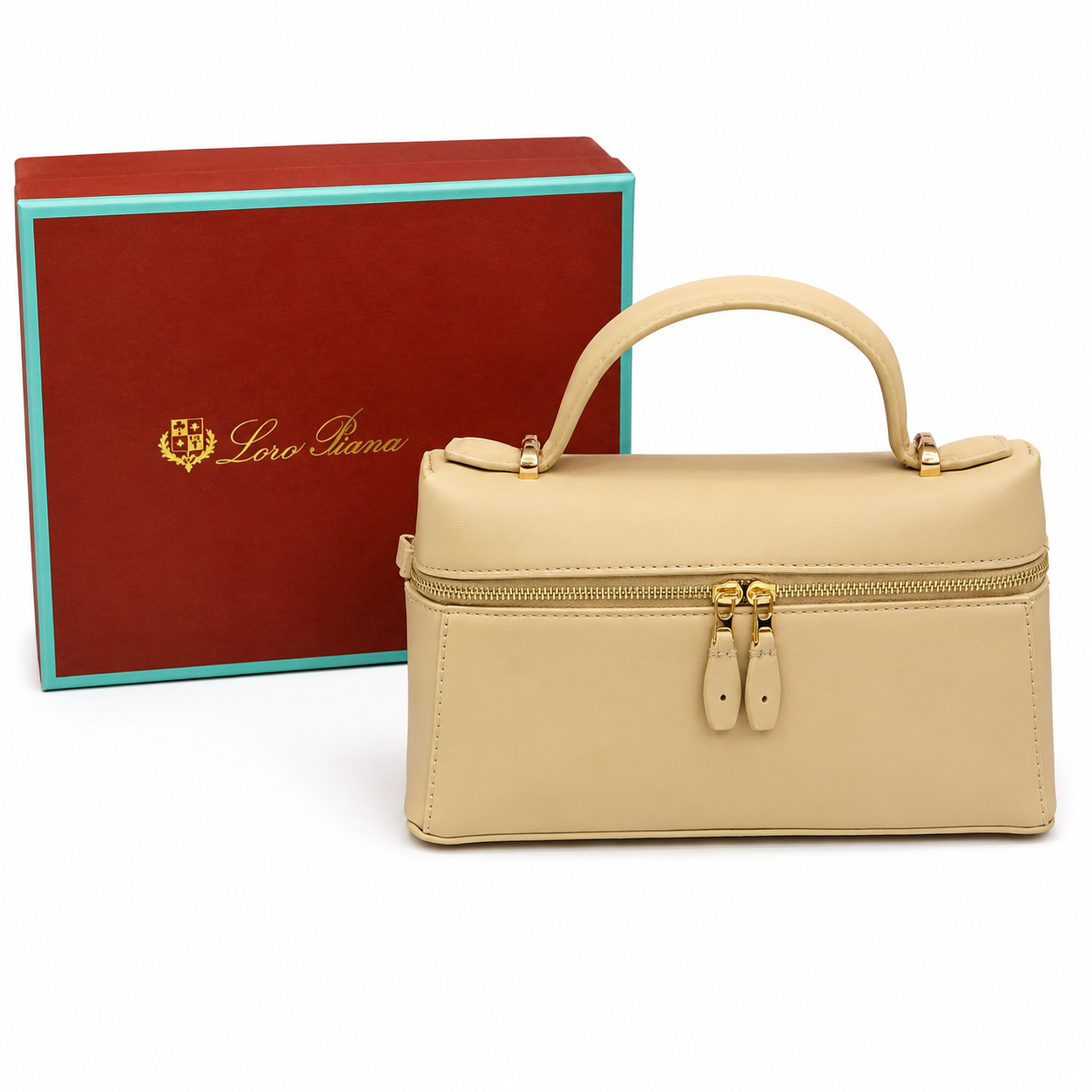 Loro Piana Leather Vanity Top Handle Bag