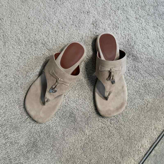 Loro Piana Style Suede Thong Sandals