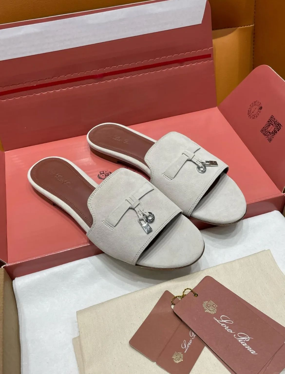Loro Piana Summer Charms Suede Slides