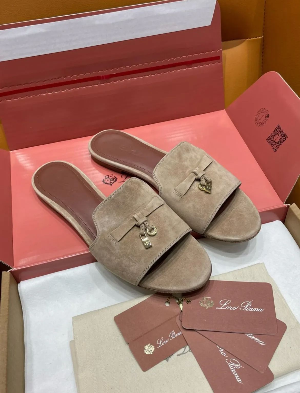 Loro Piana Summer Charms Suede Slides