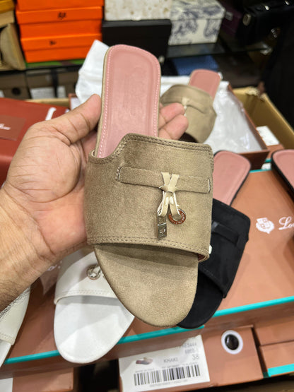 Loro Piana Summer Charms Suede Slides