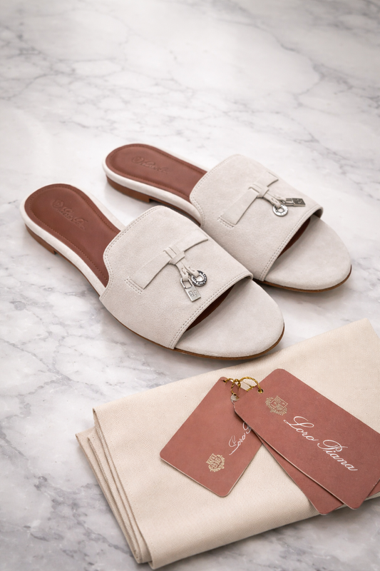 Loro Piana Summer Charms Suede Slides