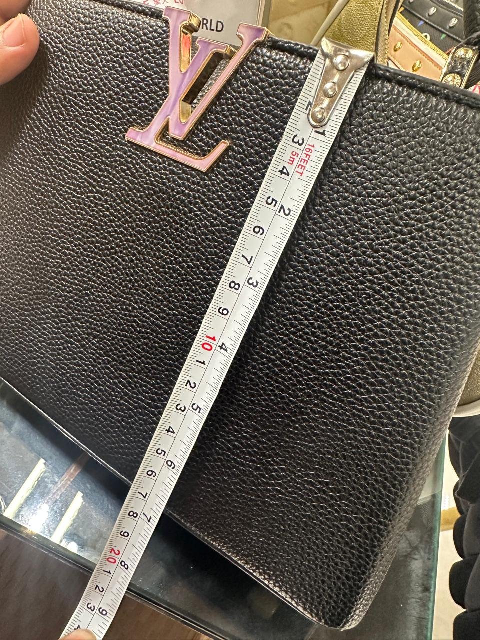 Louis Vuitton Capucines Mini Leather Top Handle Bag with Decorative Chain
