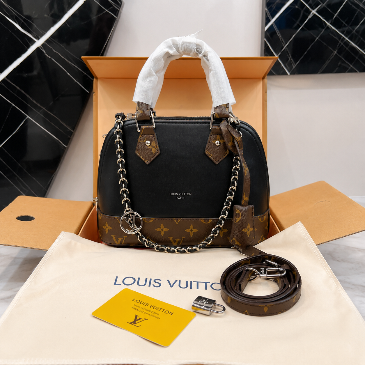 Louis Vuitton Alma BB Silhouette Bag – Black Monogram
