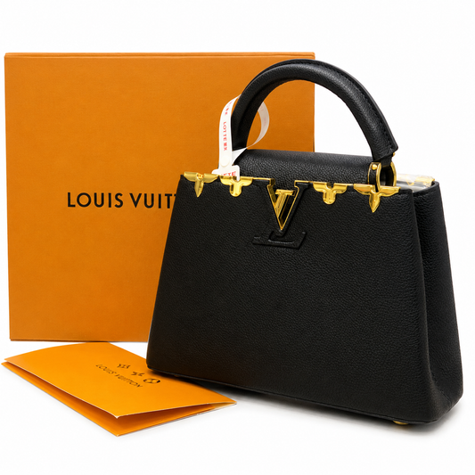Louis Vuitton Capucines Black Leather Top Handle Bag