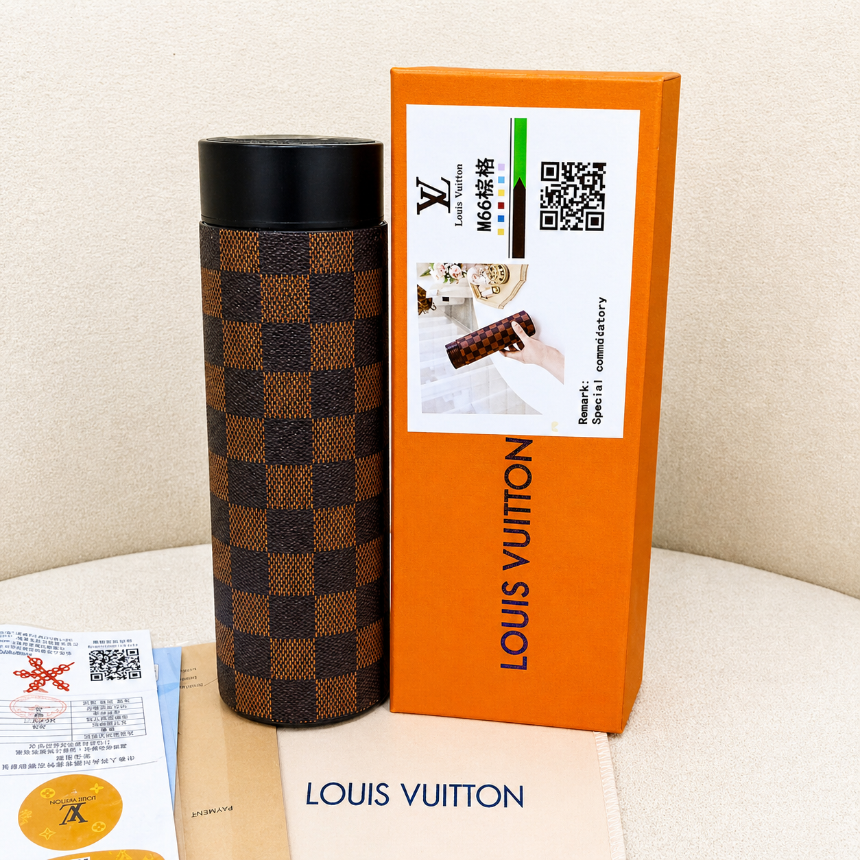 Louis Vuitton Damier Ebene Insulated Smart Temperature Water Bottle
