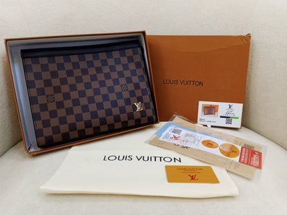 Louis Vuitton Damier Ebene Premium Zip Clutch Pouch