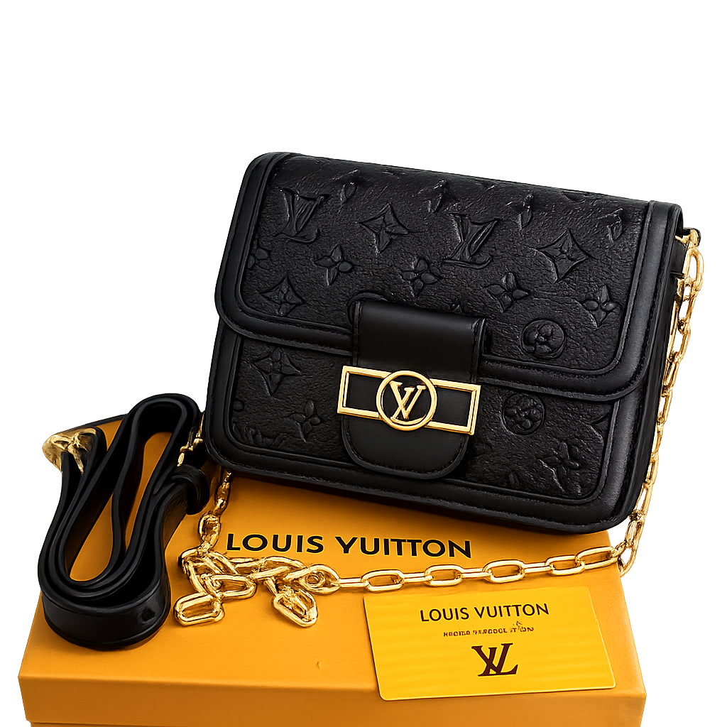 Louis Vuitton Dauphine MM Monogram Empreinte Bag (Black)