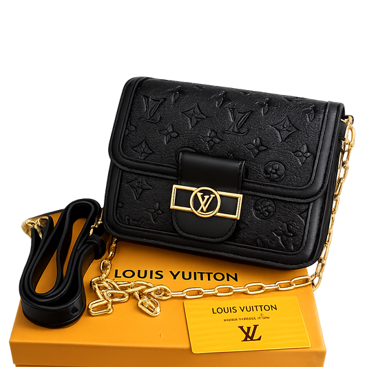 Louis Vuitton Dauphine MM Monogram Empreinte Bag (Black)