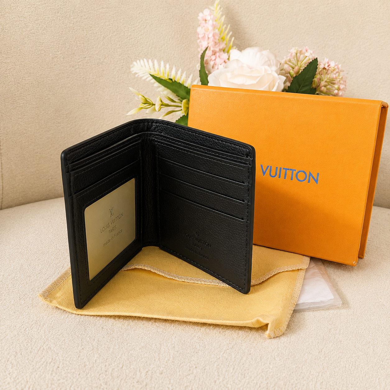 Louis Vuitton Embossed Bi-Fold Wallet – Black Edition