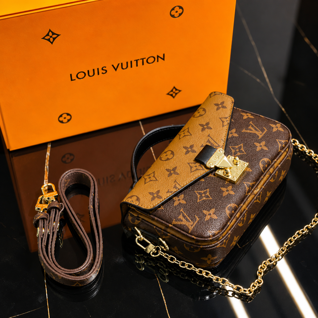 Louis Vuitton Mini Pochette Trunk Style Shoulder Bag
