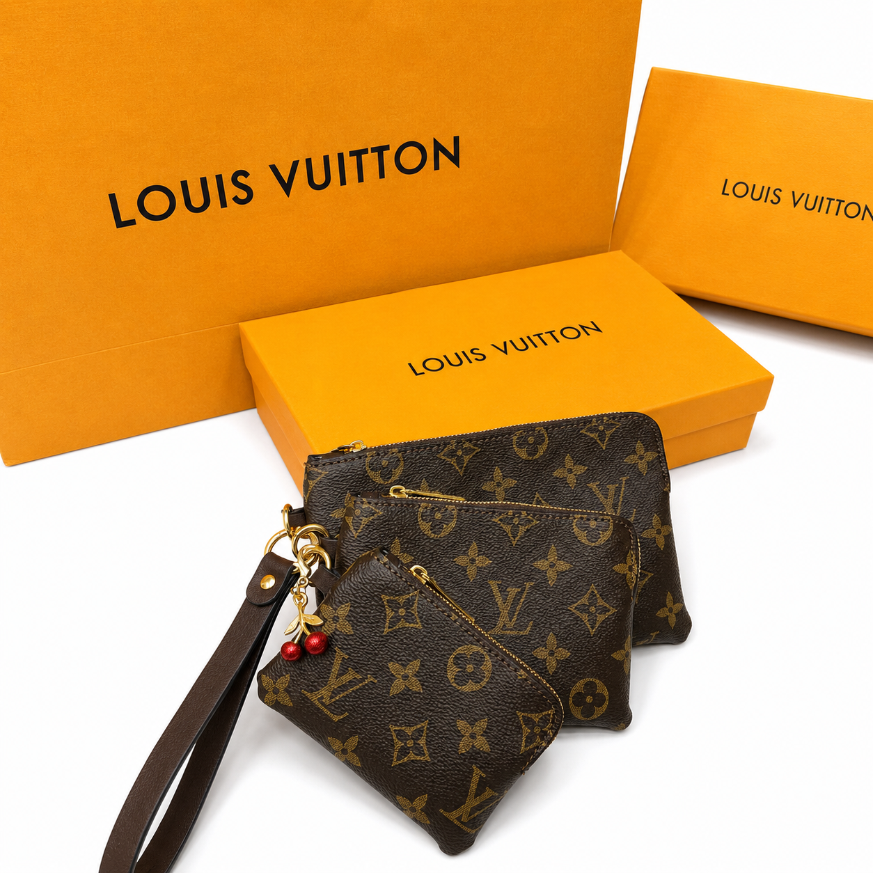 Louis Vuitton Monogram Canvas Wristlet Pouch Set