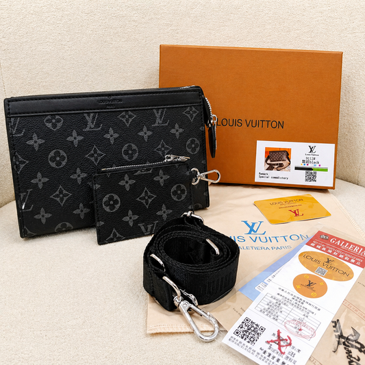 Louis Vuitton Monogram Eclipse Crossbody Clutch Bag with Card Holder