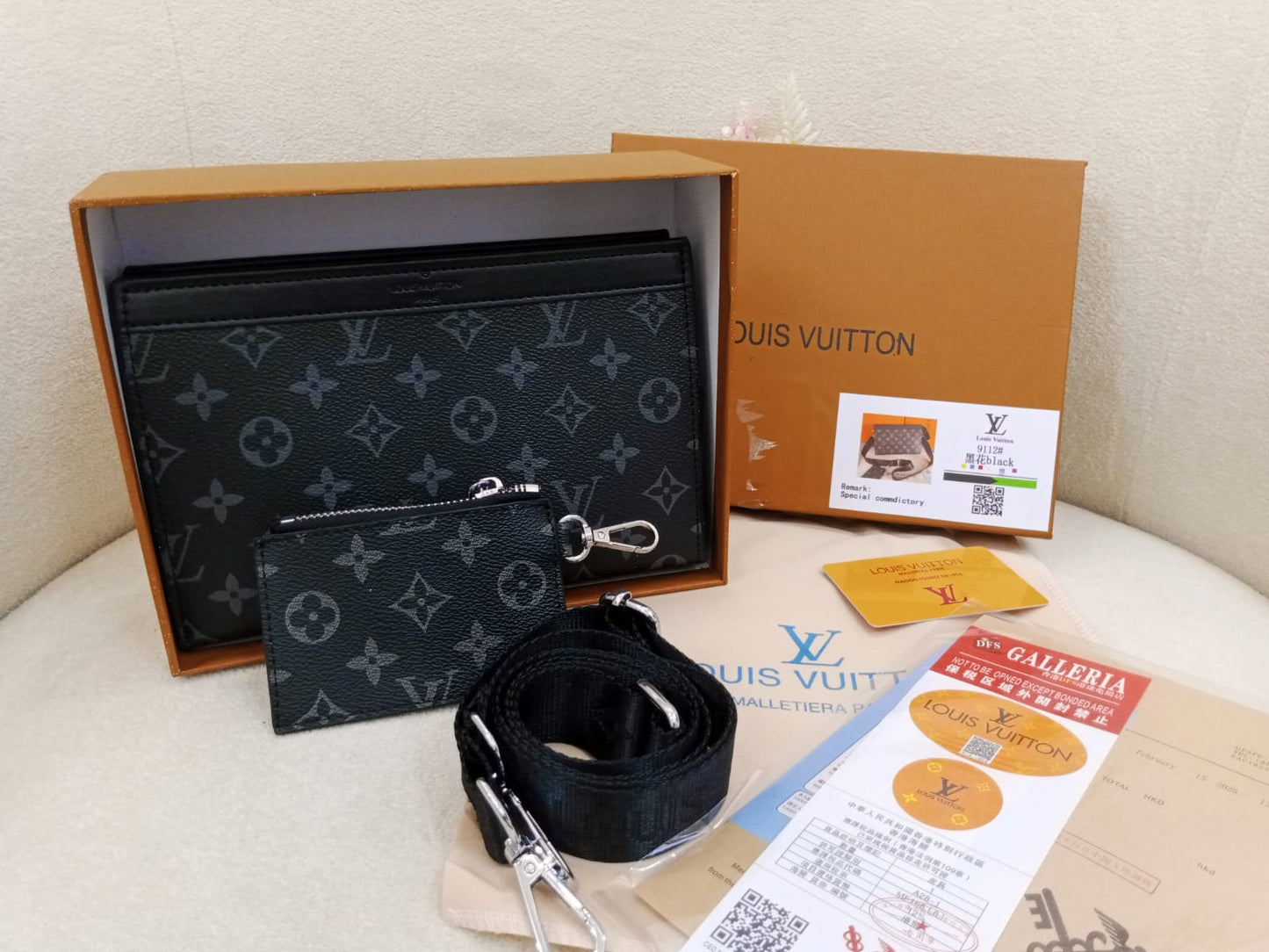 Louis Vuitton Monogram Eclipse Crossbody Clutch Bag with Card Holder