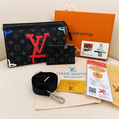 Louis Vuitton Monogram Eclipse Premium Crossbody Clutch Bag
