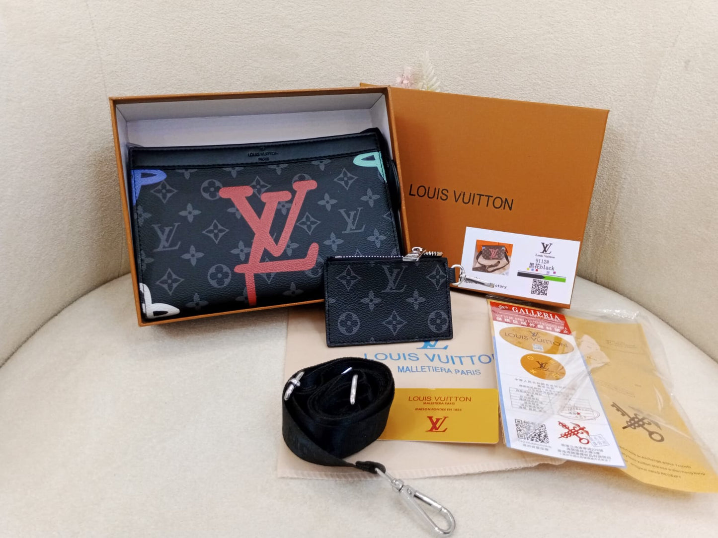 Louis Vuitton Monogram Eclipse Premium Crossbody Clutch Bag