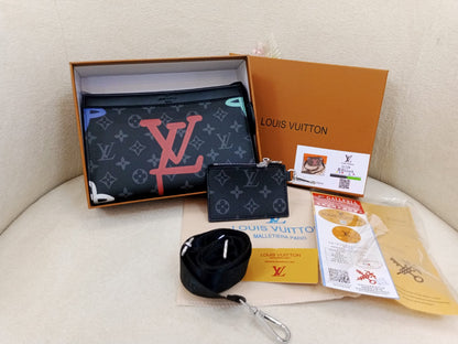 Louis Vuitton Monogram Eclipse Premium Crossbody Clutch Bag