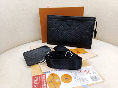Louis Vuitton Monogram Embossed Premium Crossbody Clutch Bag