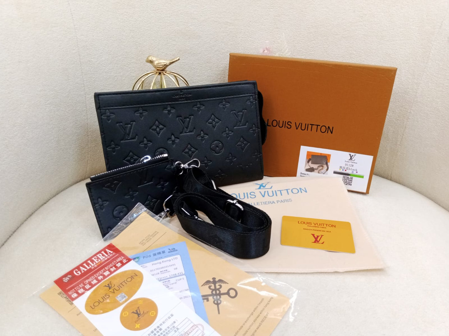 Louis Vuitton Monogram Embossed Premium Crossbody Clutch Bag