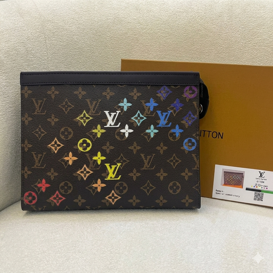 Louis Vuitton Monogram Multicolor Zip Clutch (Rainbow LV Print)
