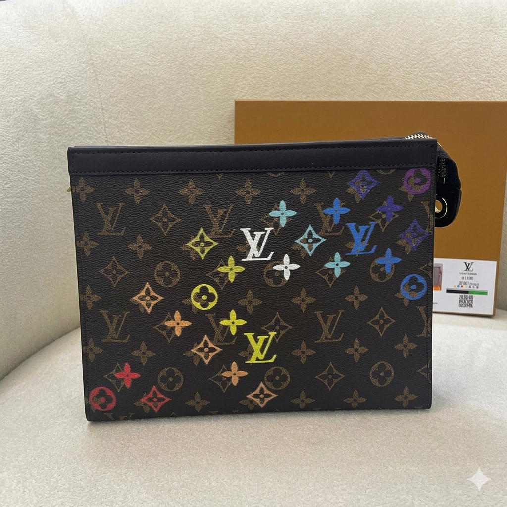 Louis Vuitton Monogram Multicolor Zip Clutch (Rainbow LV Print)