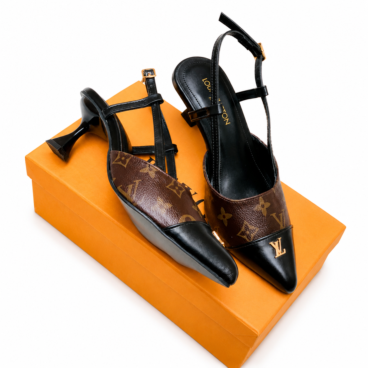 Louis Vuitton Monogram Pointed-Toe Slingback Heels