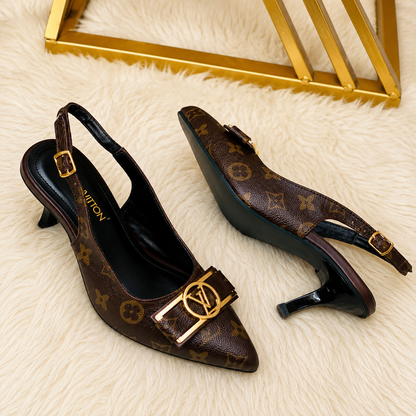 Louis Vuitton Monogram Slingback Kitten Heel Pumps