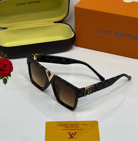 Louis Vuitton Monogram Square Frame Sunglasses (Black Multicolor)