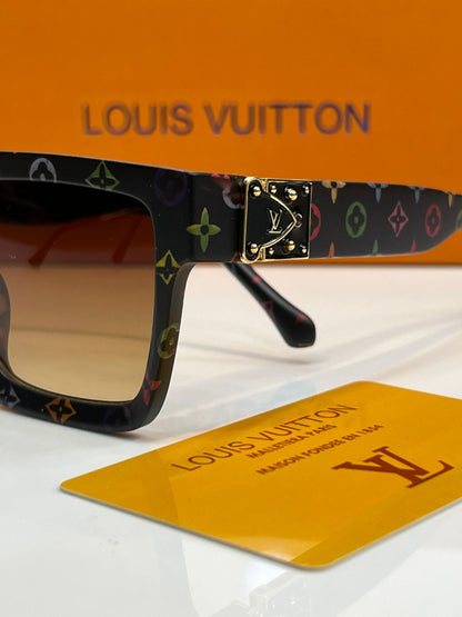Louis Vuitton Monogram Square Frame Sunglasses (Black Multicolor)