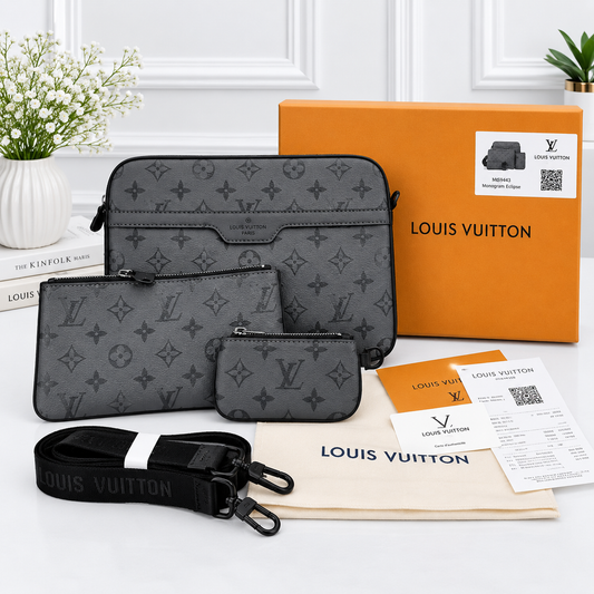 Louis Vuitton Monogram Embossed Messenger Bag with Utility Pouches