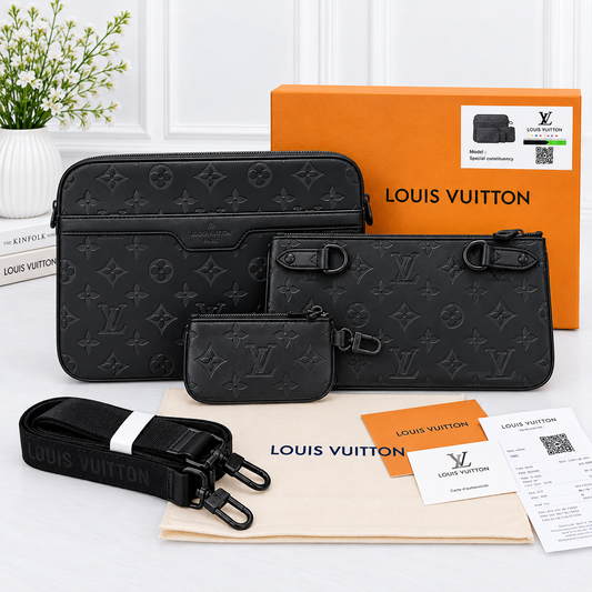Louis Vuitton Trio Messenger Bag Monogram Shadow Leather