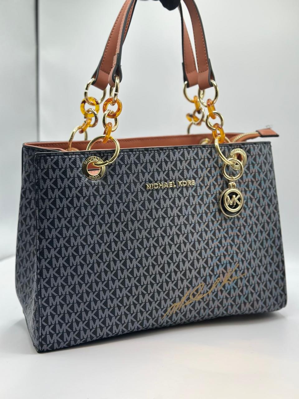 Michael Kors Signature MK Large Tote Bag with Chain Handle
