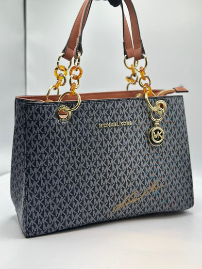 Michael Kors Signature MK Large Tote Bag with Chain Handle
