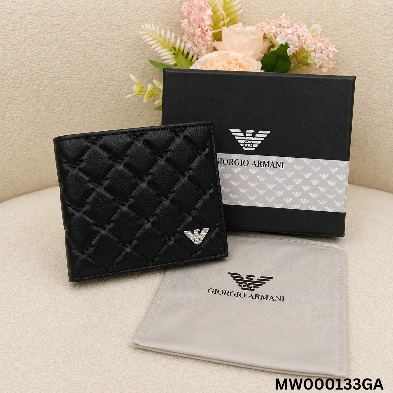Giorgio Armani Quilted Premium Leather Bifold Wallet
