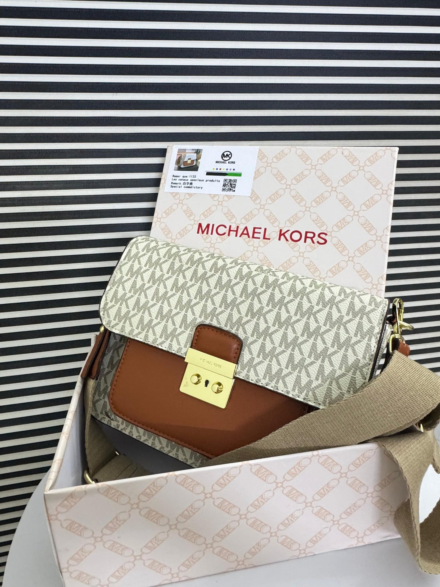 Michael Kors Monogram Canvas Flap Crossbody Bag