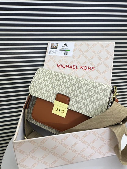 Michael Kors Monogram Canvas Flap Crossbody Bag